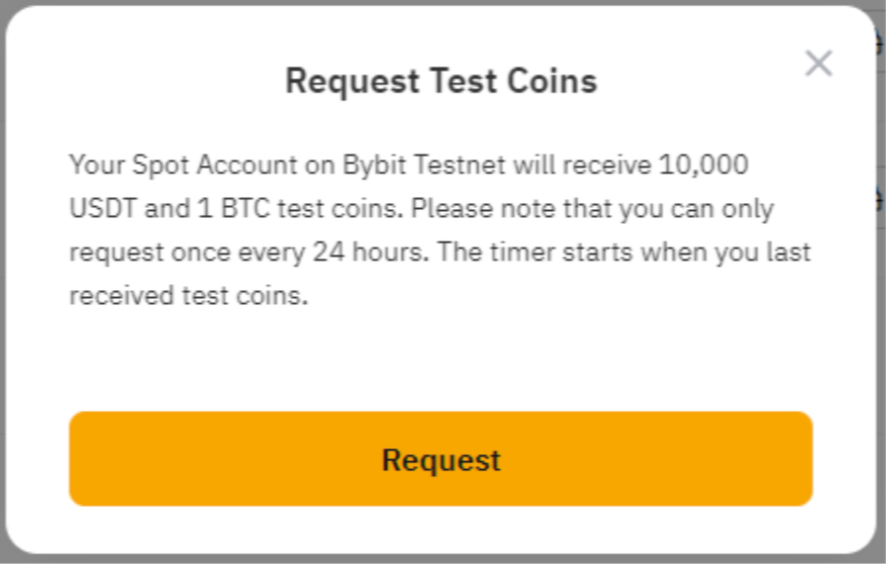 Test-Coin-Anfrage bestätigen